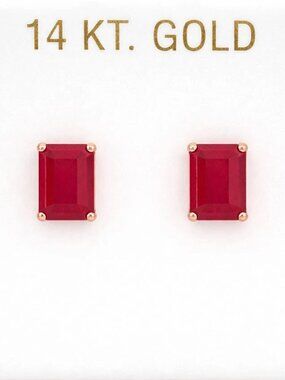 Genuine 2.30 Cts Ruby Stud Earring 14k Rose Gold